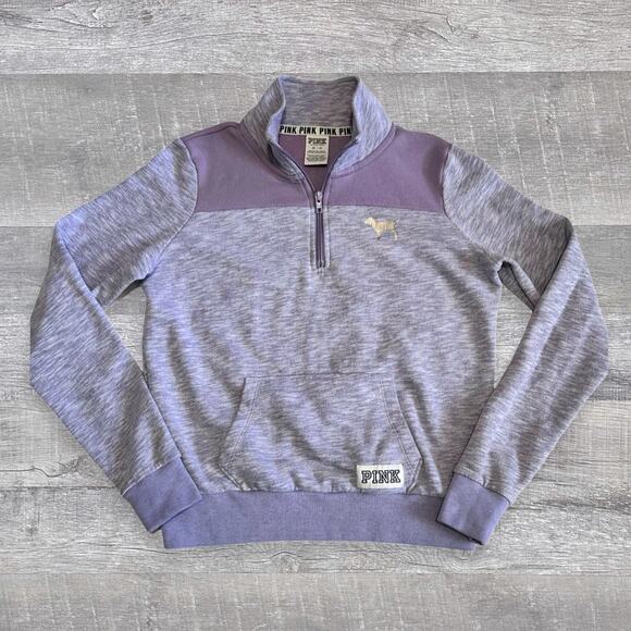 PINK Victorias Secret Perfect Quarter Zip Sweatshirt Womens XS Marled Purple - Picture 1 of 8